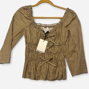NWT Reformation Lauryn Gingham Top in Blondie Check, size 4